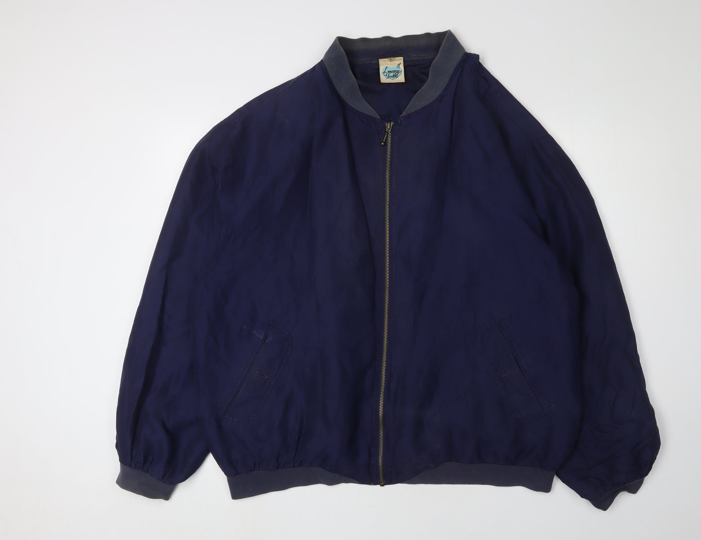 Loving Youth Men's Blue Silk Bomber Jacket L