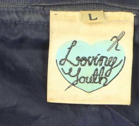 Loving Youth Men's Blue Silk Bomber Jacket L