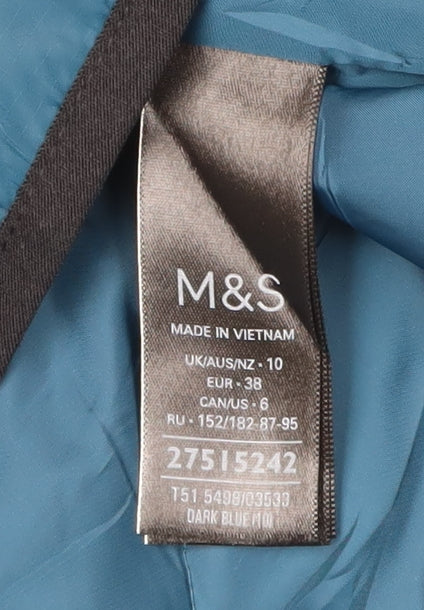 Marks and Spencer Women's Blue Puffer Jacket Size 10