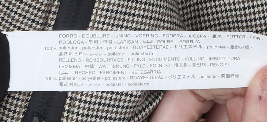 Zara Women's Grey Houndstooth Puffer Jacket, Size 12