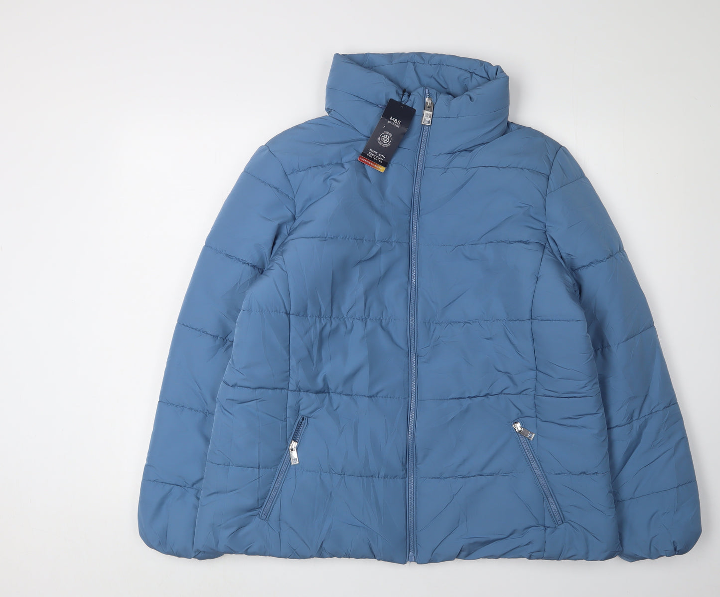 Marks and Spencer Women's Blue Puffer Jacket Size 16