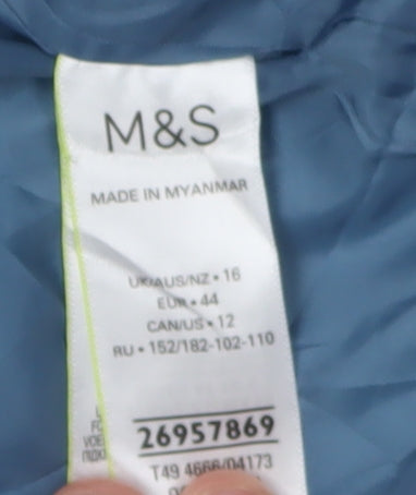 Marks and Spencer Women's Blue Puffer Jacket Size 16