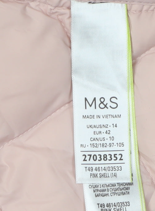 Marks and Spencer Women's Pink Puffer Jacket, Size 14, Quilted