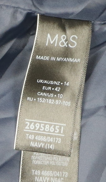 Marks and Spencer Women's Blue Puffer Jacket Size 14