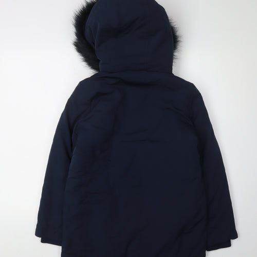 Marks and Spencer Girls Blue Faux Fur Trim Parka, 9-10 Years