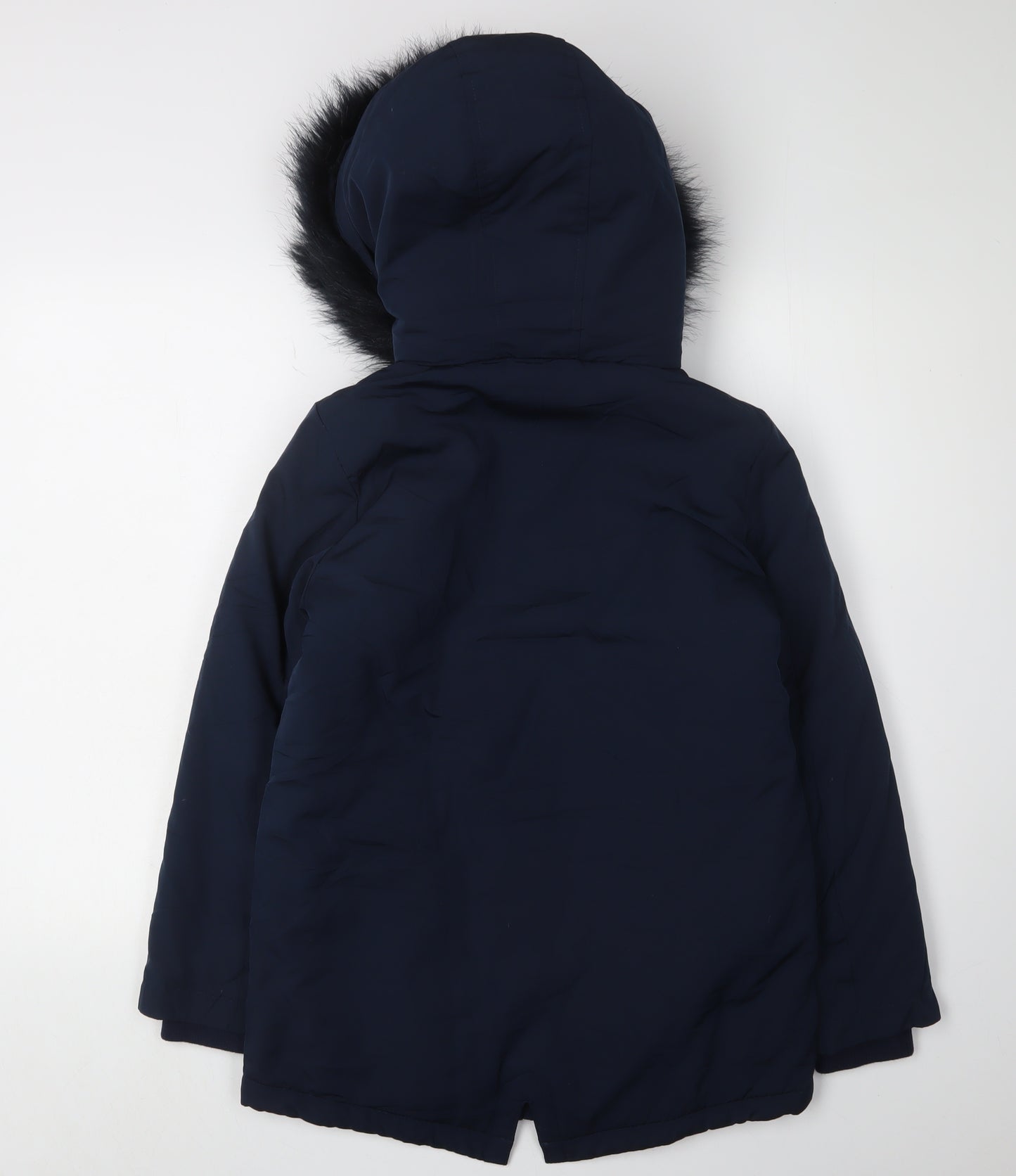 Marks and Spencer Girls Blue Faux Fur Trim Parka, 9-10 Years