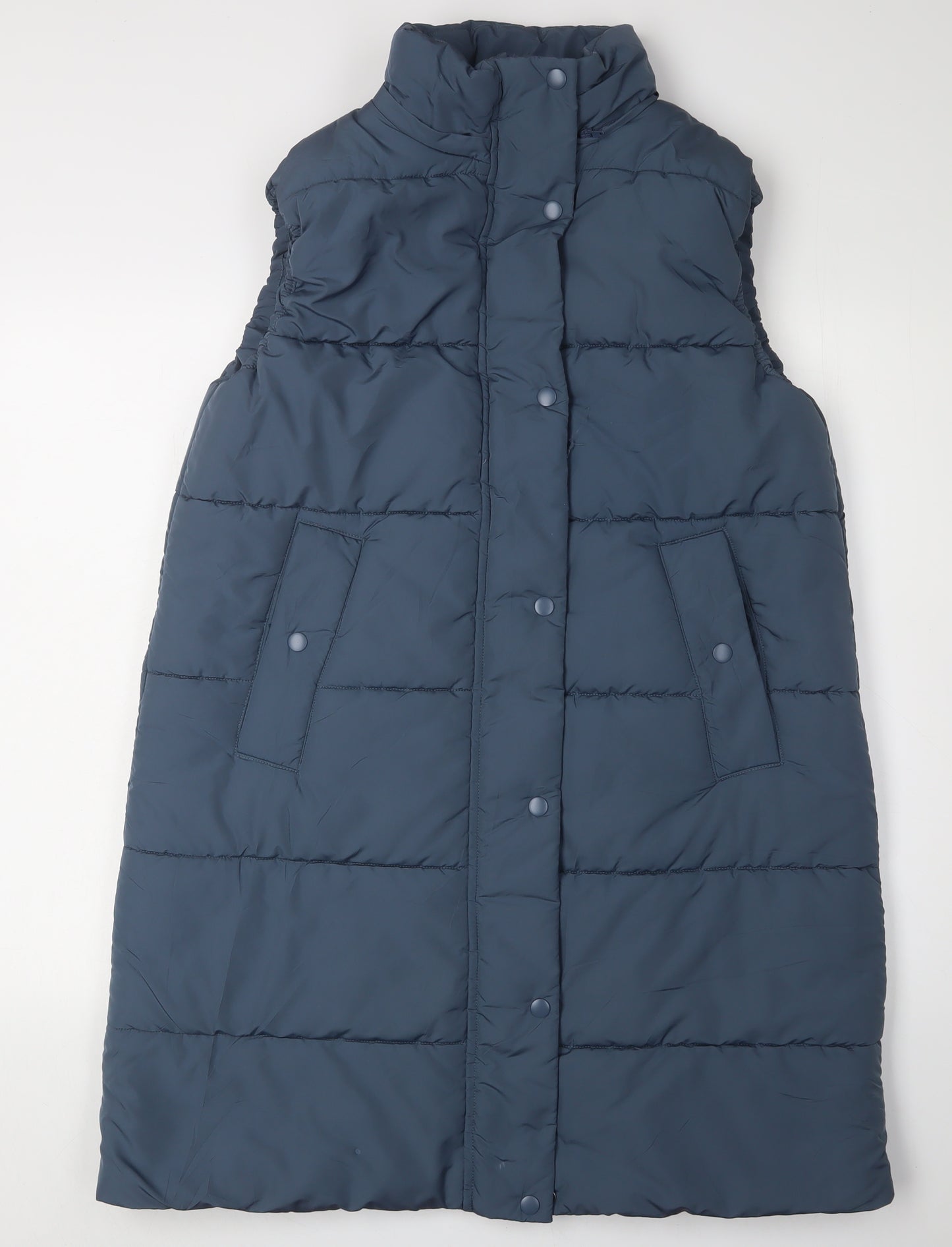 Marks and Spencer Womens Blue Long Puffer Waistcoat Size 14