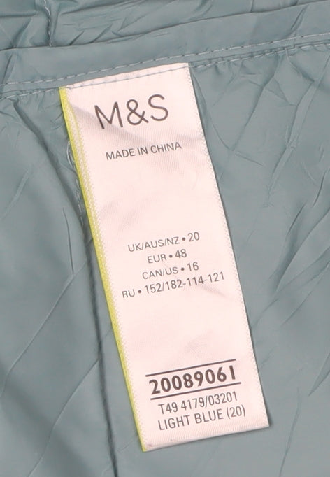 Marks and Spencer Women's Blue Puffer Jacket Size 20