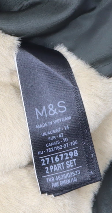 Marks and Spencer Green Parka Coat - Women's Size 14