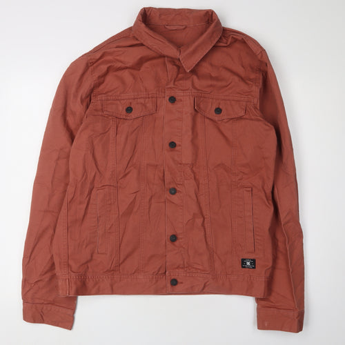 DC Men's Brown Varsity Jacket, L, Collared