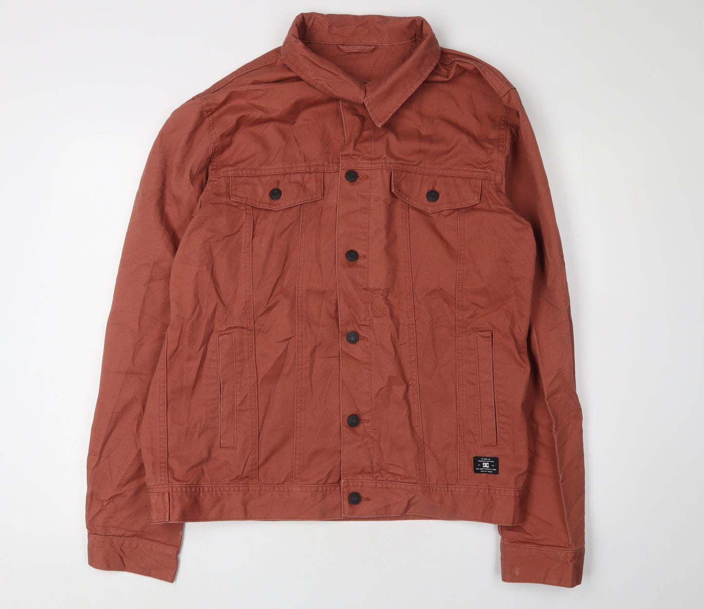 DC Men's Brown Varsity Jacket, L, Collared