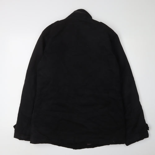 Men's Black Cotton Jacket, Medium, Button-Up, Casual