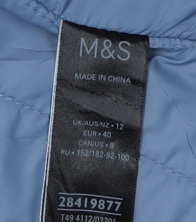 Marks & Spencer Women's Blue Rain Coat Size 12 Relaxed Fit