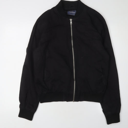 Topman Men's Black Bomber Jacket Size M Full Zip Casual
