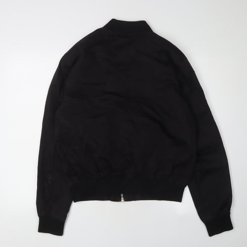 Topman Men's Black Bomber Jacket Size M Full Zip Casual