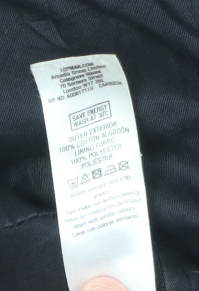 Topman Men's Black Bomber Jacket Size M Full Zip Casual