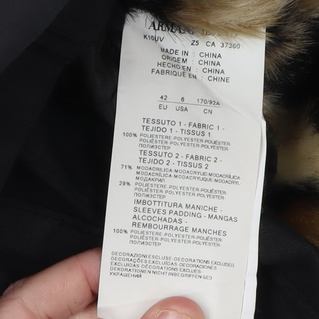 Armani Jeans Women's Black Parka Coat - Size 14