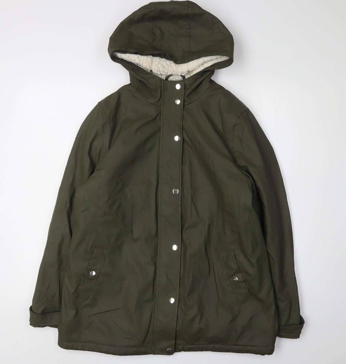 New Look Women's Green Parka Jacket Size 12 Hooded