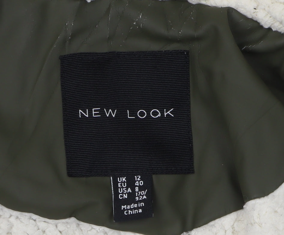 New Look Women's Green Parka Jacket Size 12 Hooded