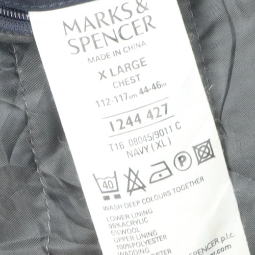 Marks and Spencer Men's Blue Wool Overcoat XL