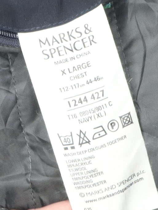 Marks and Spencer Men's Blue Wool Overcoat XL