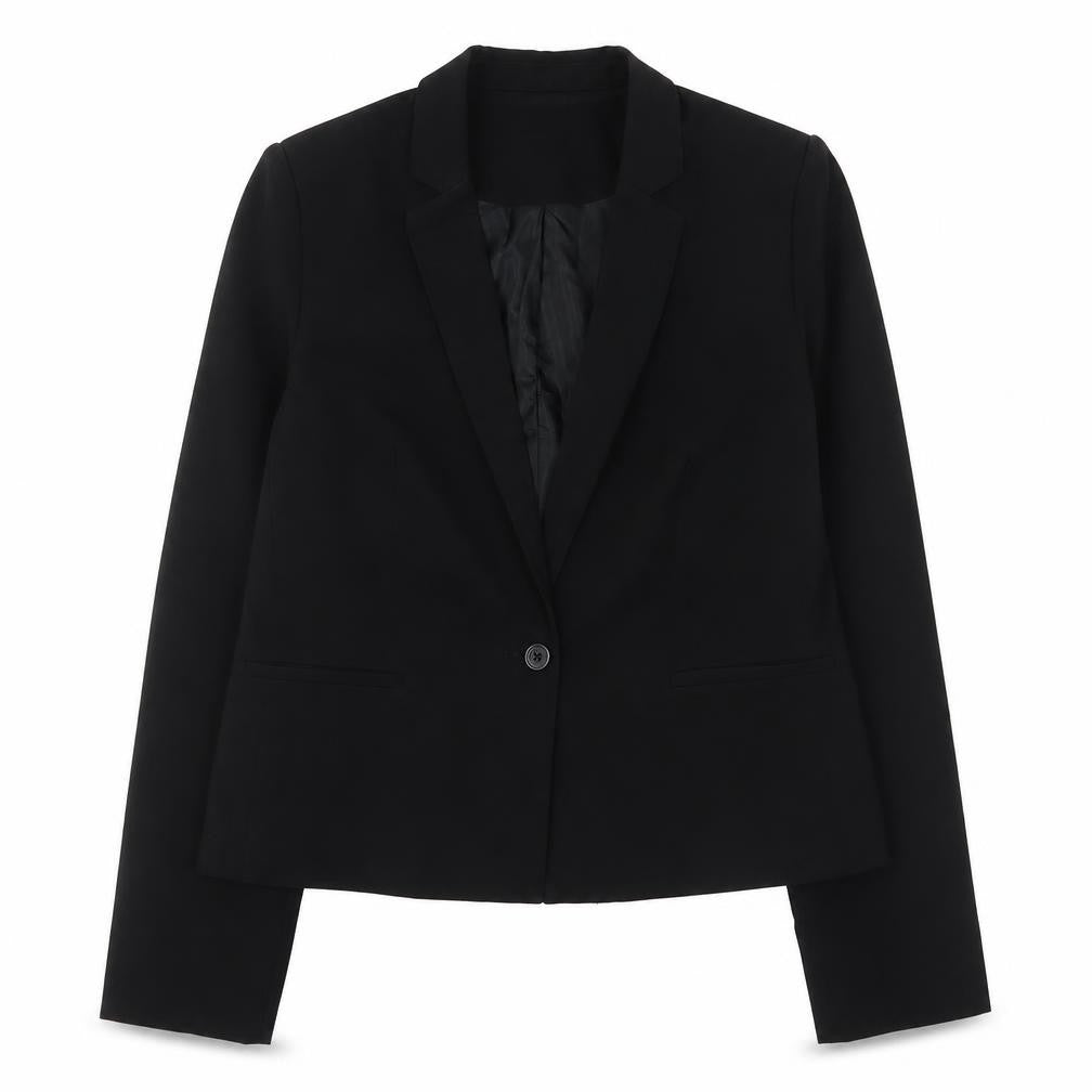 Front view of Editions Women's Black Blazer, size 12, Business Suit Jacket