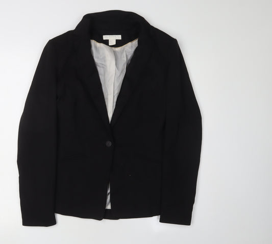 H&M Women's Black Blazer Size 10 Regular Fit