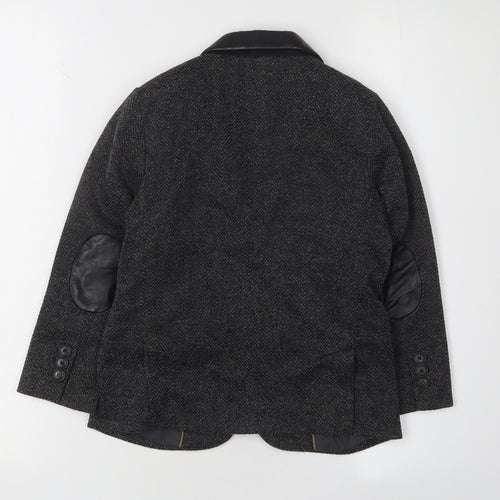 Zara Boys Black Suit Jacket 6 Years Wool Herringbone Classic