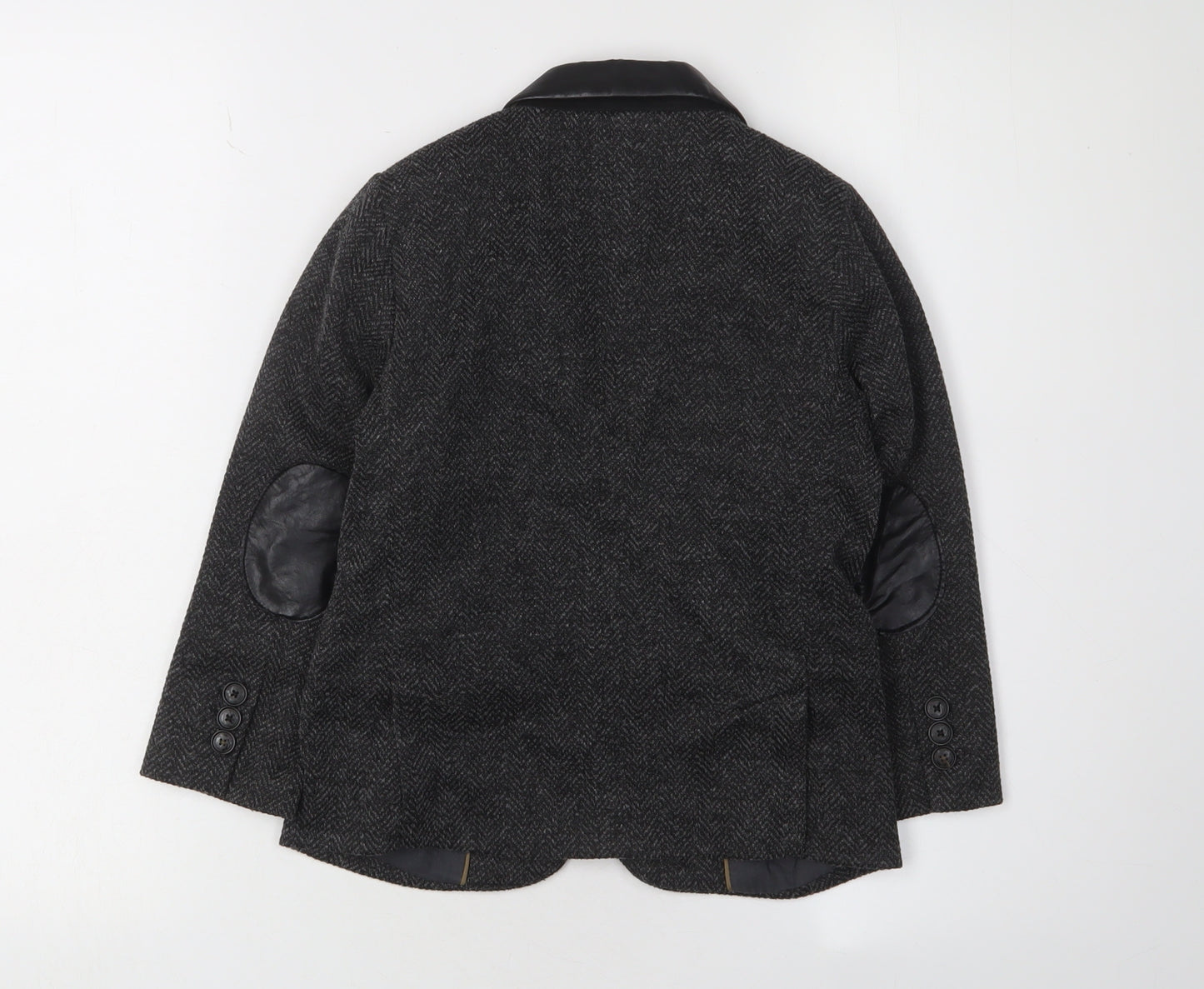 Zara Boys Black Suit Jacket 6 Years Wool Herringbone Classic
