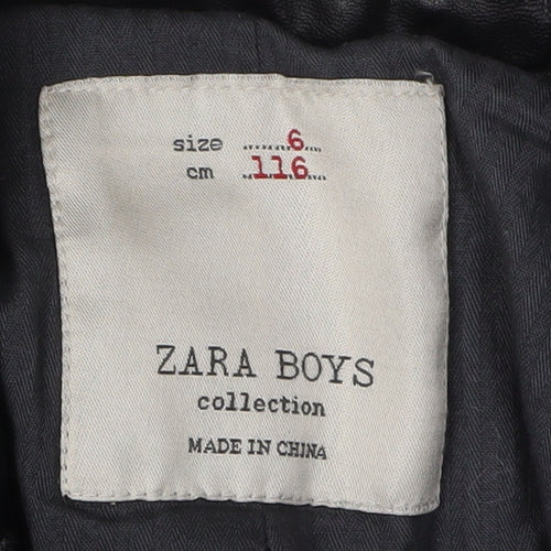 Zara Boys Black Suit Jacket 6 Years Wool Herringbone Classic