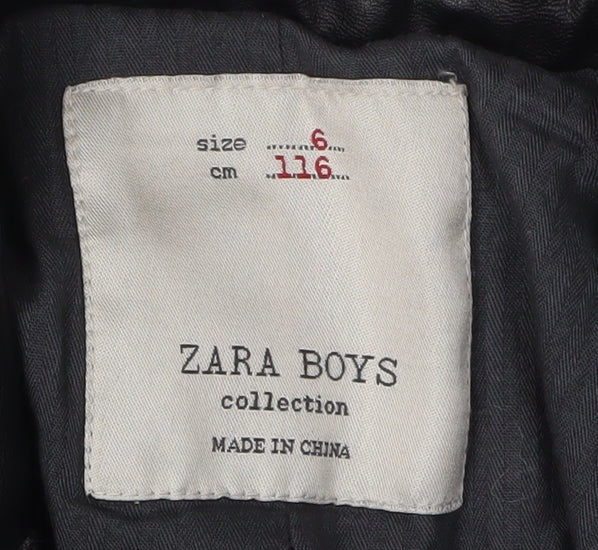 Zara Boys Black Suit Jacket 6 Years Wool Herringbone Classic