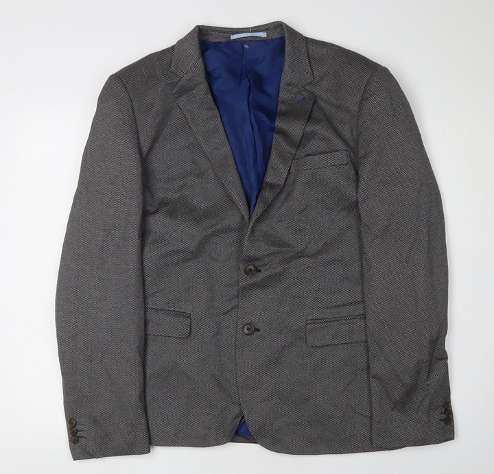 Easy Men's Grey Slim Fit Blazer, Large