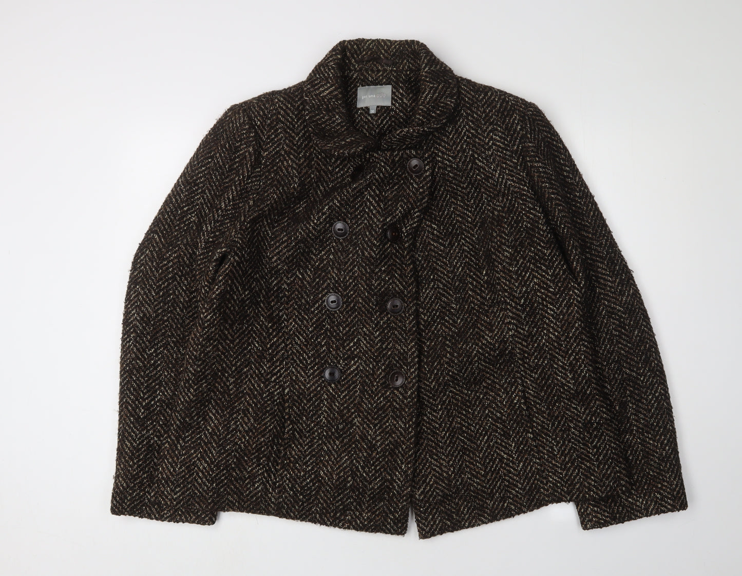 Marks and Spencer Women's Brown Tweed Pea Coat Size 20