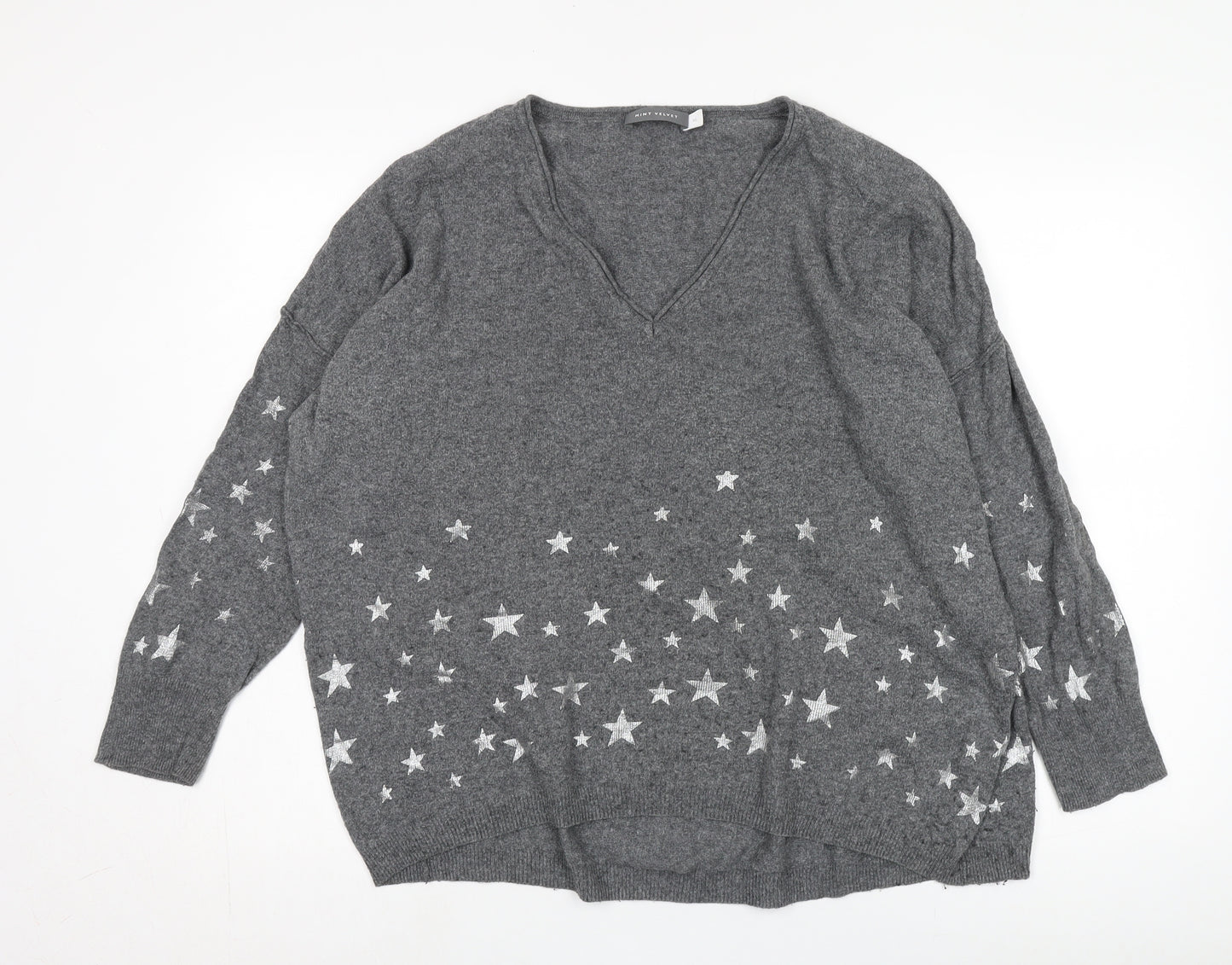 Mint Velvet Women's Grey Star Pullover Jumper XL