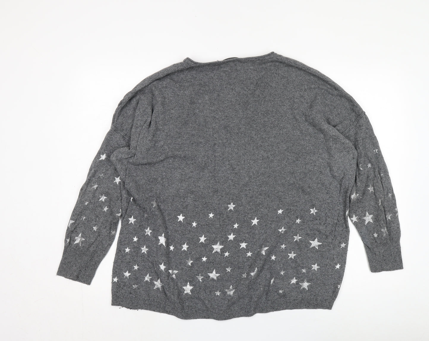 Mint Velvet Women's Grey Star Pullover Jumper XL