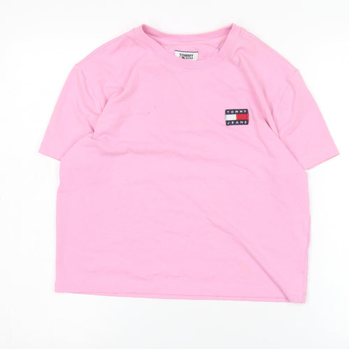 Tommy Jeans Women's Pink Crew Neck T-Shirt, Size S