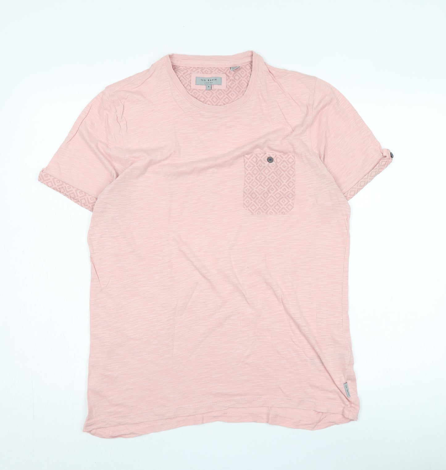 Ted Baker Women's Pink Geometric T-Shirt Size 16