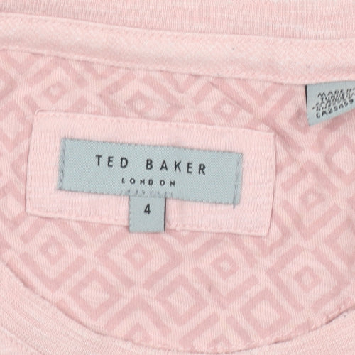 Ted Baker Women's Pink Geometric T-Shirt Size 16