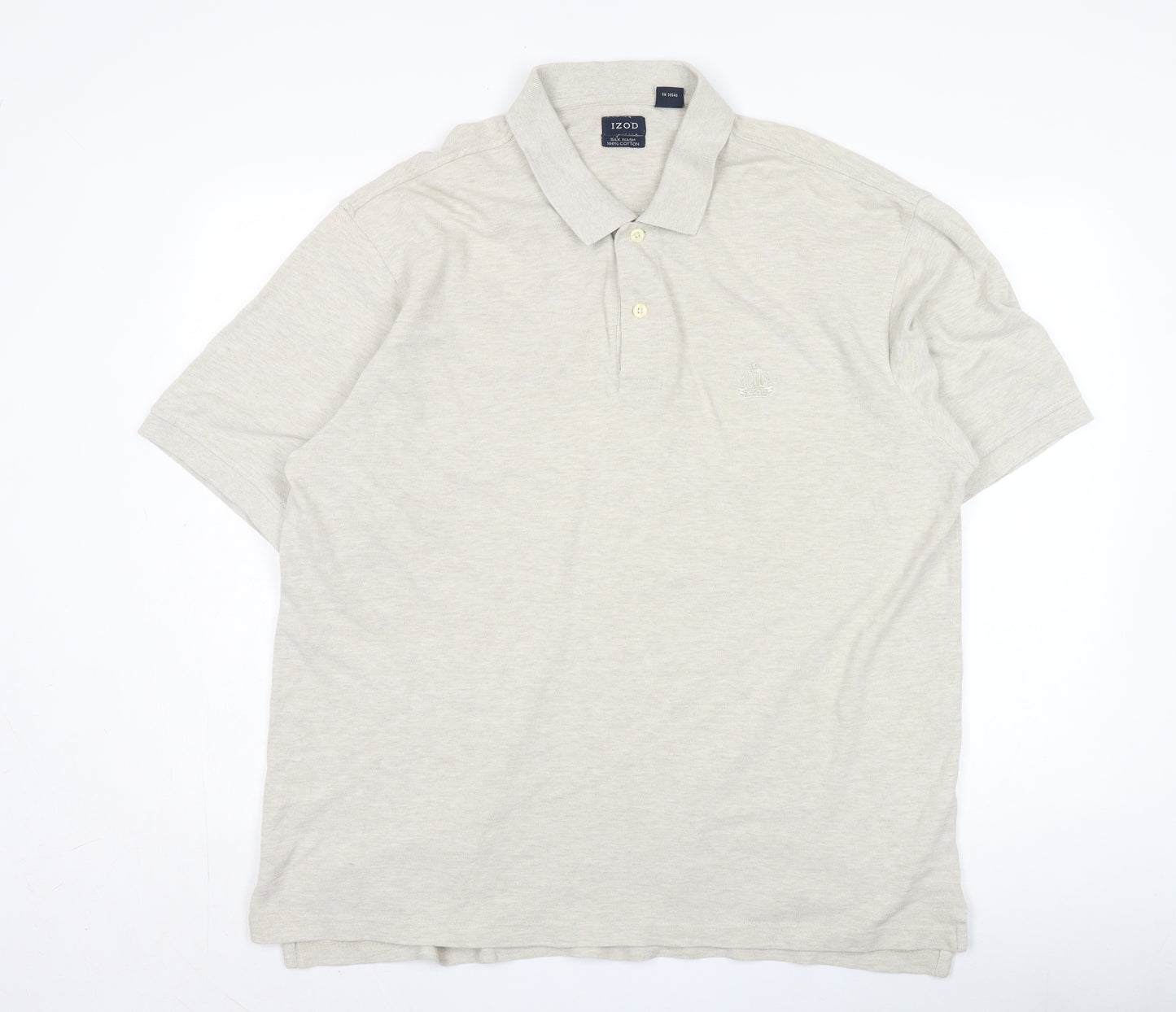 IZOD Men's Beige Polo Shirt XL Short Sleeve Casual