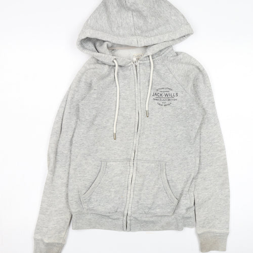 Jack Wills Women's Grey Hooded Jacket Size 8