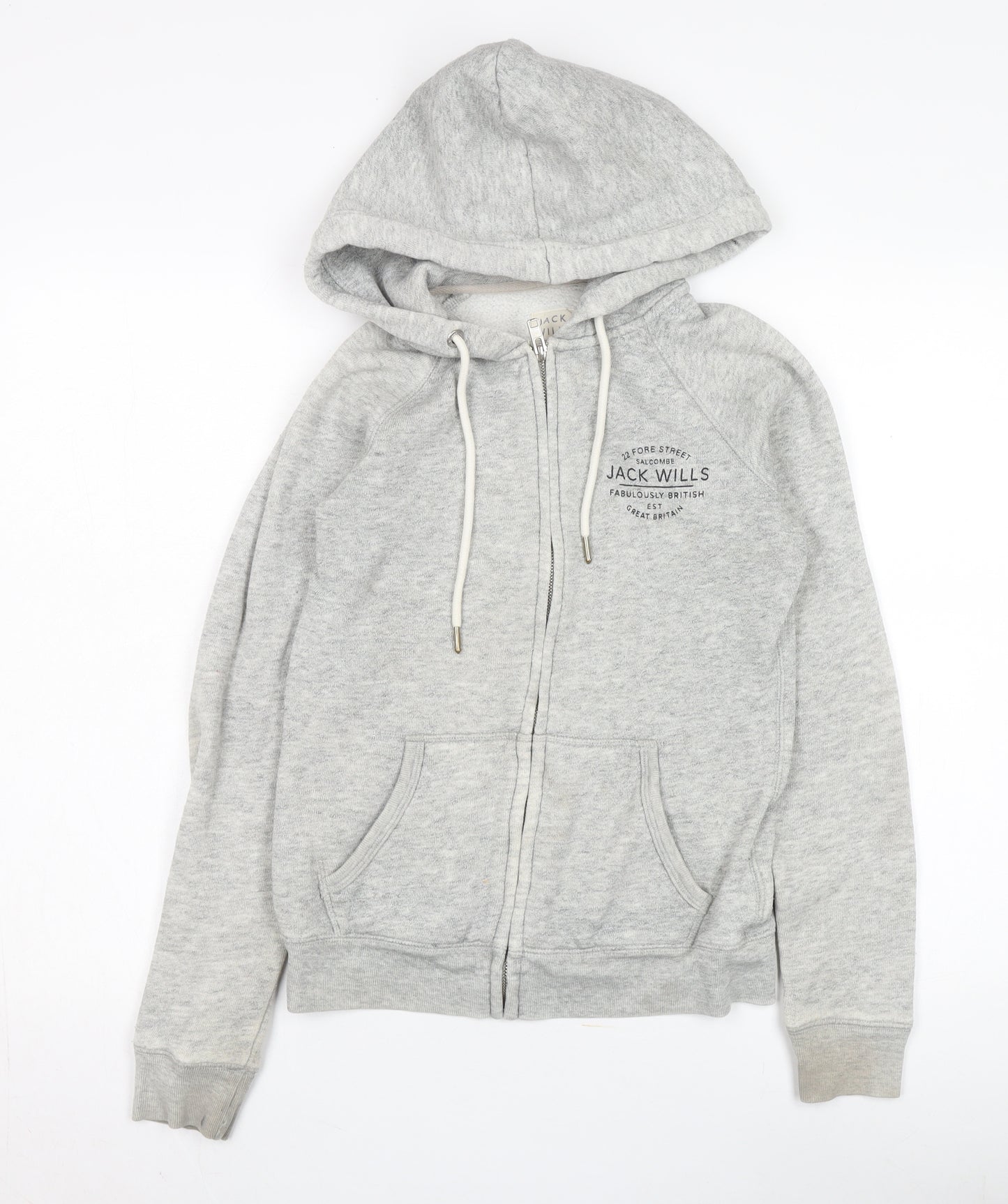 Jack Wills Women's Grey Hooded Jacket Size 8