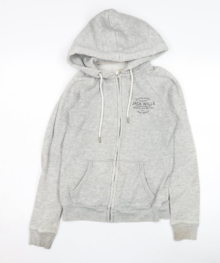 Jack Wills Women's Grey Hooded Jacket Size 8