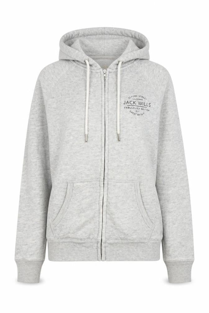 Front view of Jack Wills Women's Grey Hooded Jacket, size 8