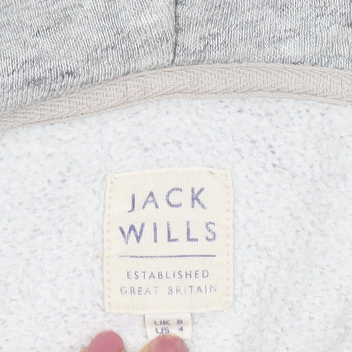 Jack Wills Women's Grey Hooded Jacket Size 8