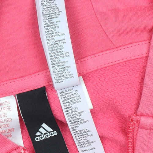 Adidas Girls Pink Hooded Full Zip Hoodie, Size 11-12 Years
