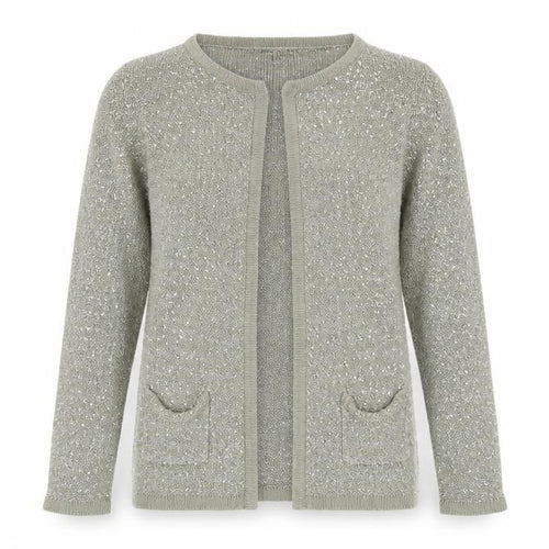 Mango Women's Silver Sequin Cardigan, UK Size 14