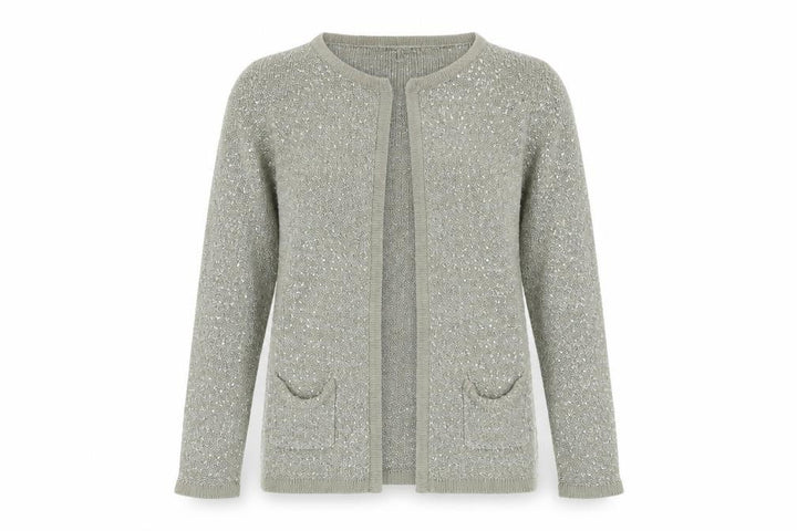Mango Women's Silver Sequin Cardigan, UK Size 14