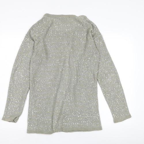 Mango Women's Silver Sequin Cardigan, UK Size 14