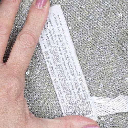 Mango Women's Silver Sequin Cardigan, UK Size 14