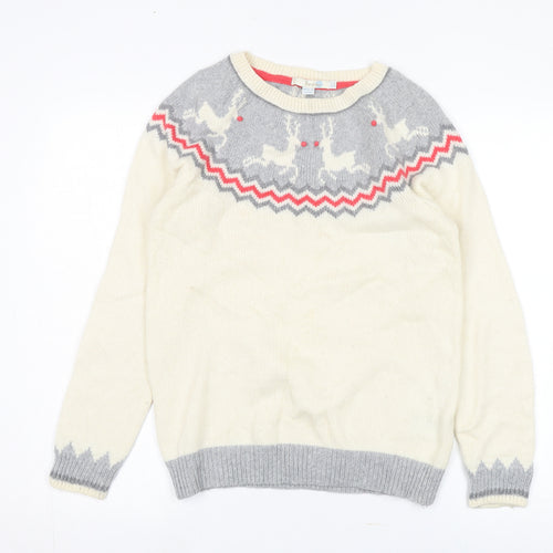 Boden Women's Ivory Wool Christmas Jumper Size 12